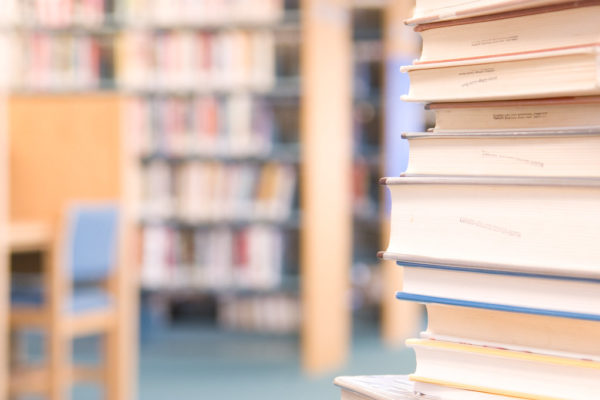 library books stacked